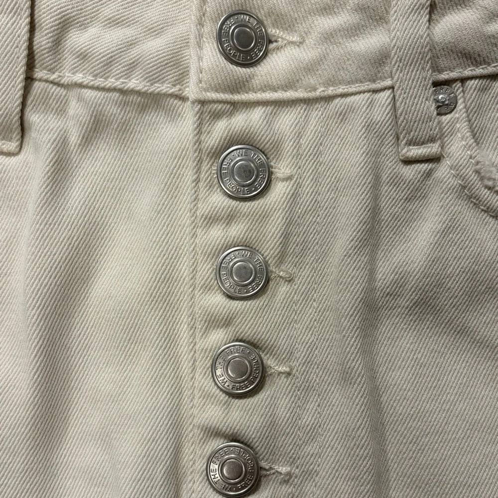 NWT Free People Distressed A-Line Denim Button Up Skirt Woman’s Sz 27